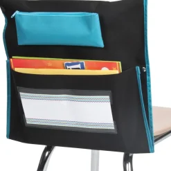 Deluxe Chair Pockets with Pencil Case - 36 Pack - Black/Turquoise
