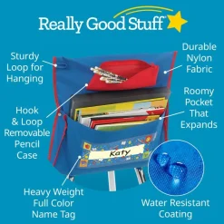 Deluxe Chair Pockets with Pencil Case - 36 Pack - Blue/Red