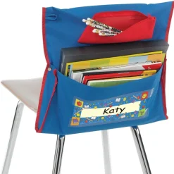 Deluxe Chair Pockets with Pencil Case - 6 Pack - Blue/Red