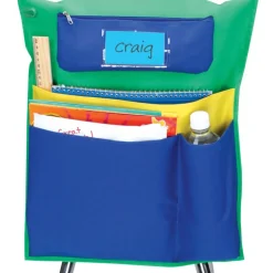 Deluxe Multi-Pocket Chair Pockets with Pencil Case and Water Bottle Holder - 36 Pack - Green/Blue