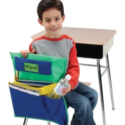 Deluxe Multi-Pocket Chair Pockets with Pencil Case and Water Bottle Holder - 36 Pack - Green/Blue