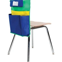 Deluxe Multi-Pocket Chair Pockets with Pencil Case and Water Bottle Holder - 36 Pack - Green/Blue