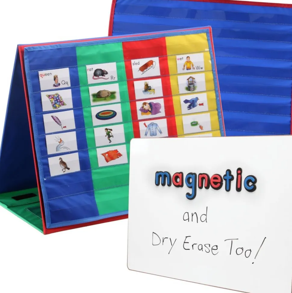Desktop Pocket Charts, Stand and Magnetic Board Kit - 1 stand, 2 pocket charts, 1 board
