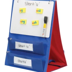 Desktop Stand With Flip Magnetic Boards And Storage Pockets - 1 stand, 3 boards