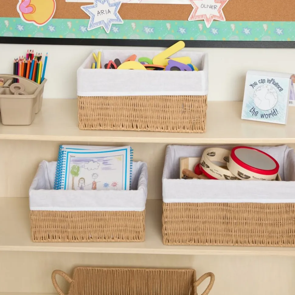Discount School Supply® Paper Rope Baskets with Fabric Lining - Set of 3