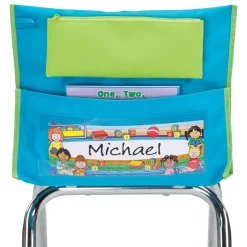 Early Childhood Deluxe Chair Pockets with Pencil Case- 36 Pack - Turquioise/Lime