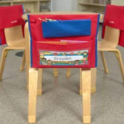 Early Childhood Deluxe Chair Pockets with Pencil Case- 6 Pack - Red/Blue
