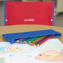 Early Childhood Deluxe Chair Pockets with Pencil Case- 6 Pack - Red/Blue