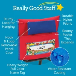 Early Childhood Deluxe Chair Pockets with Pencil Case- 36 Pack - Red/Blue