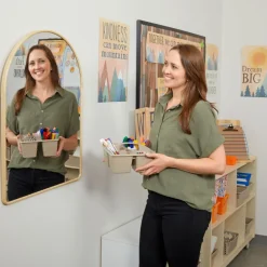 Environments® Arched Wall Hanging Acrylic Mirror with Wood Frame - Natural