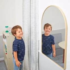 Environments® Arched Wall Hanging Acrylic Mirror with Wood Frame - Natural