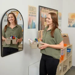 Environments® Arched Wall Hanging Acrylic Mirror with Wood Frame - Black