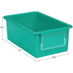Environments® GemLuxe™ Easy Label Bin With Lid - Turquoise