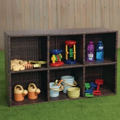 Environments® Indoor-Outdoor Wicker-Look Storage Shelf with 6 Cubbies