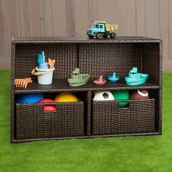 Environments® Indoor/Outdoor Wicker-Look Storage Shelf with 3 Cubbies