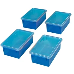 Environments® LucentLuxe™ Easy Label Bin with Lid - Set of 4 - Blue