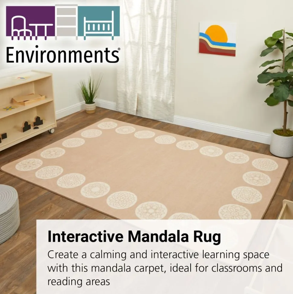 Environments® Mandala Sit Spot 6' x 9' Border Pixel Perfect Carpet
