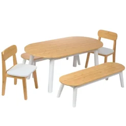 Environments® Milestones™ Bamboo Oval Table with 2 Benches and 2 Chairs