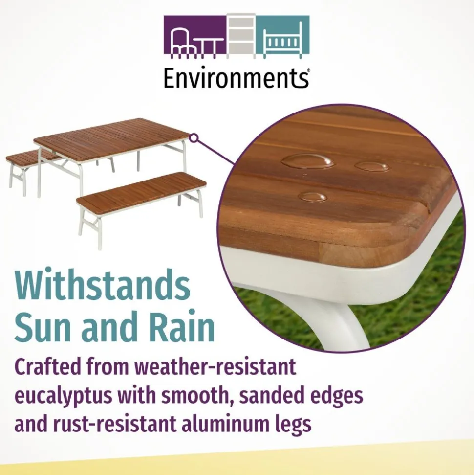 Environments® Outdoor Aluminum Picnic Benches - Set of 2