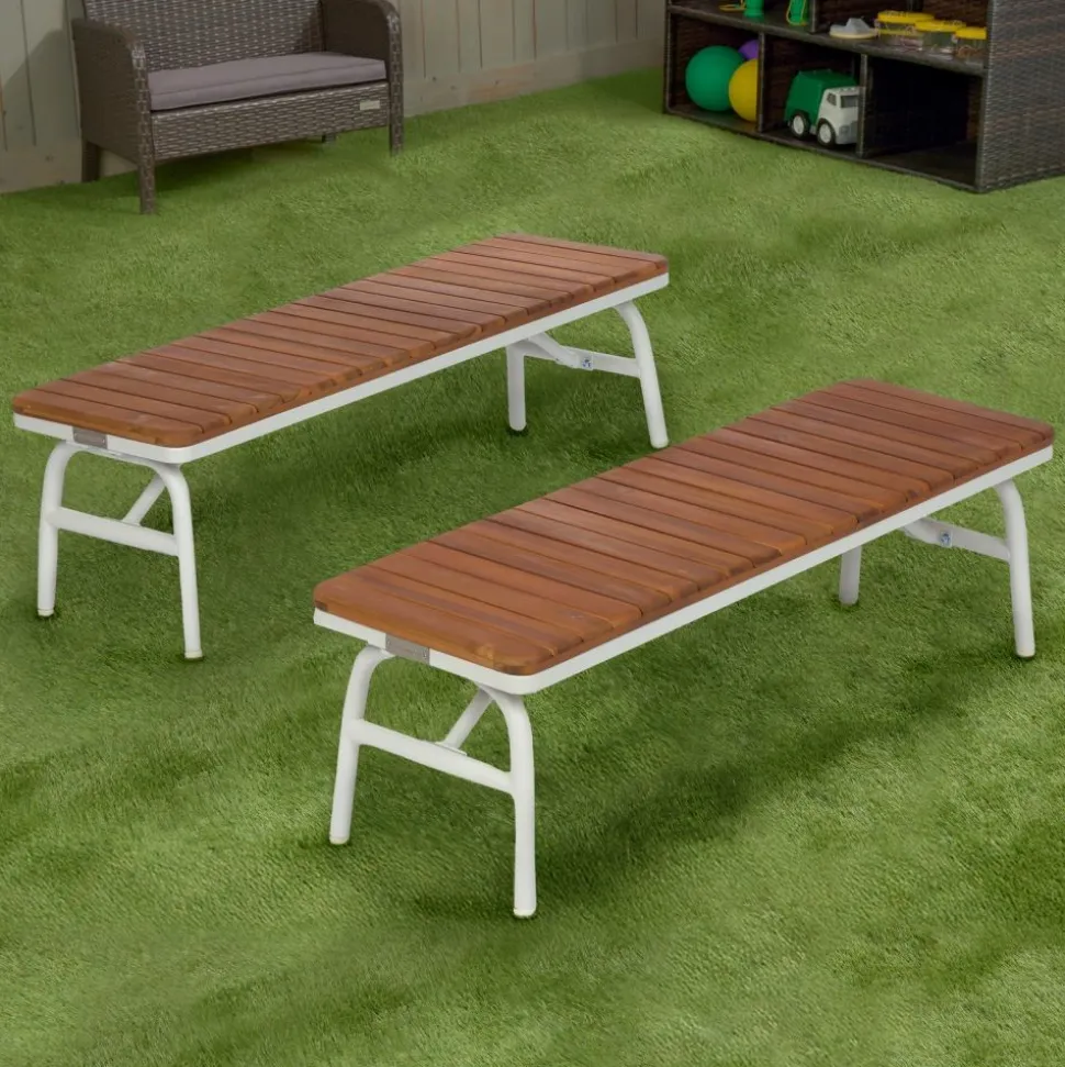 Environments® Outdoor Aluminum Picnic Benches - Set of 2
