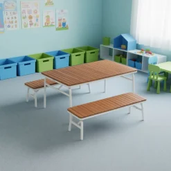 Environments® Outdoor Aluminum Picnic Table & 2 Benches