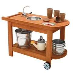 Environments® Outdoor Rolling Planting Cart with Water Pump