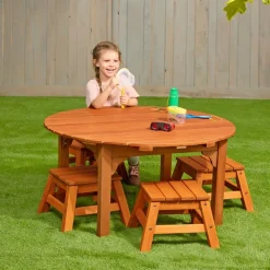 Environments® Outdoor Round Table and Stool Set
