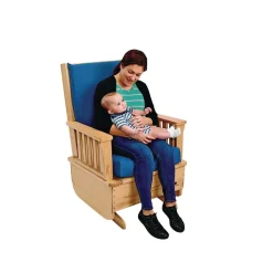 Environments® Premium Easy-Care Glider Rocker with Blue Cushion