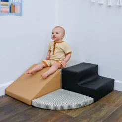 Environments® SoftStages® Modern Comfort Corner Climber - Almond, Black and Black Stripe