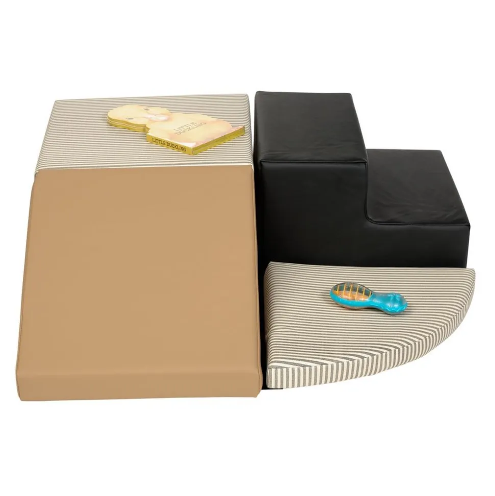 Environments® SoftStages® Modern Comfort Corner Climber - Almond, Black and Black Stripe