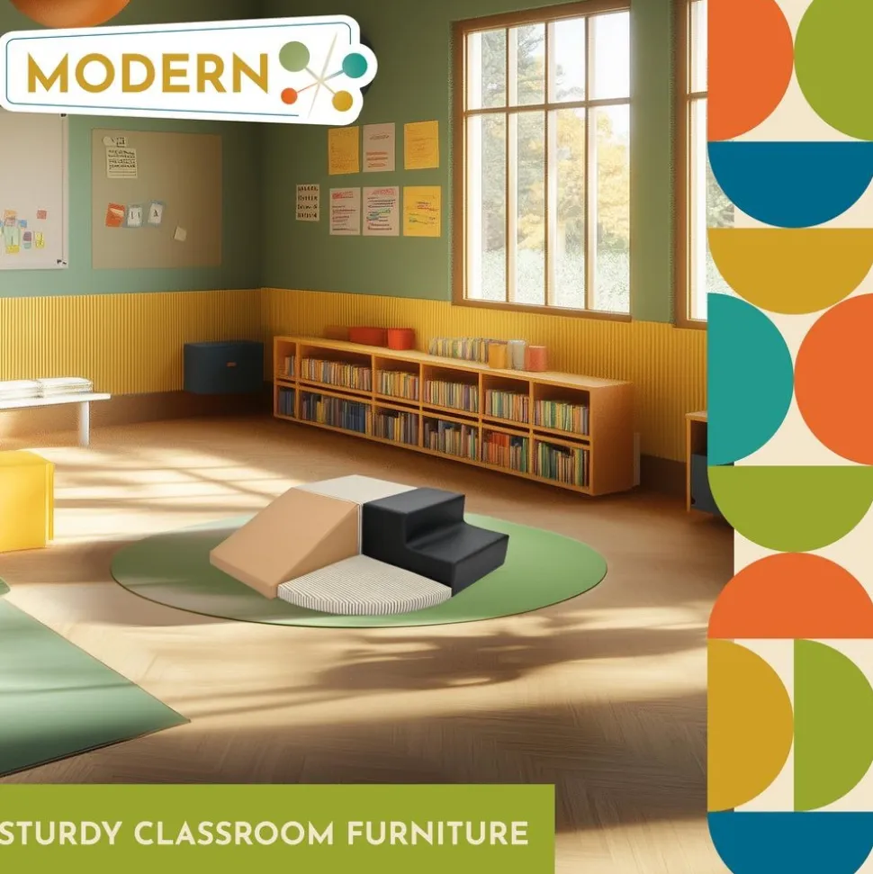 Environments® SoftStages® Modern Comfort Corner Climber - Almond, Black and Black Stripe