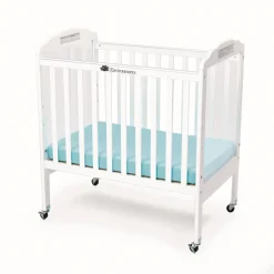 Environments® White Compact Adjustable Clear View Crib with Mattress