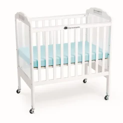 Environments® White Compact Adjustable Clear View Crib with Mattress