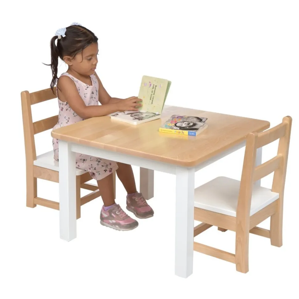 Environments® White & Natural Toddler Chair & Table Set