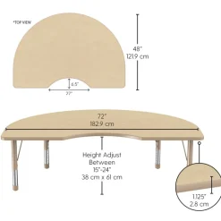 Environments® 48" x 72" Kidney Activity Table with Adjustable Chunky Legs - Maple/Maple