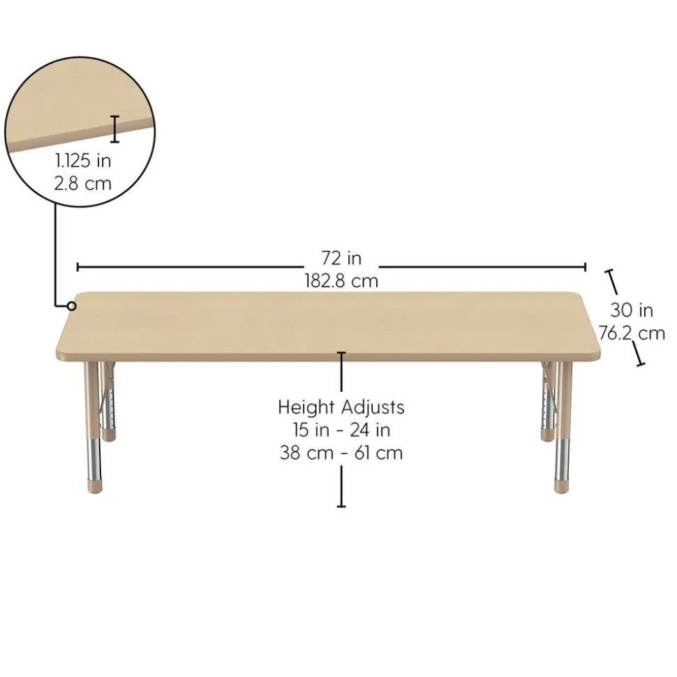 Environments® 30" x 72" Rectangle Activity Table with Adjustable Chunky Legs - Maple/Maple