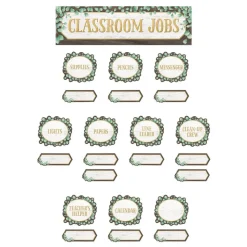 Eucalyptus Classroom Jobs Mini Bulletin Board - 49 Pieces