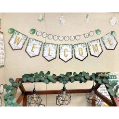 Eucalyptus Pennants Welcome Bulletin Board - 53 Pieces