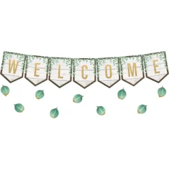 Eucalyptus Pennants Welcome Bulletin Board - 53 Pieces