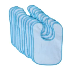 Excellerations® Blue Terry Bibs with Hook & Loop Closure - Set of 12