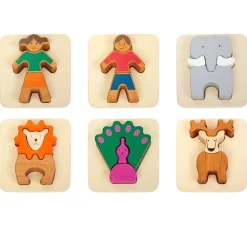 Excellerations® Chunky Wood Animal Puzzles, Set of 6
