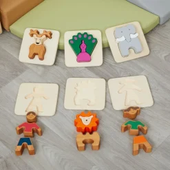 Excellerations® Chunky Wood Animal Puzzles, Set of 6