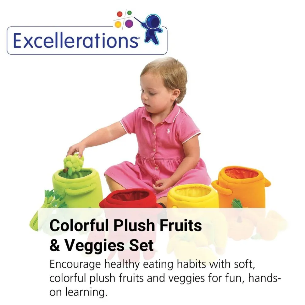 Excellerations® Colorful Plush Fruits & Veggies - 20 Pieces