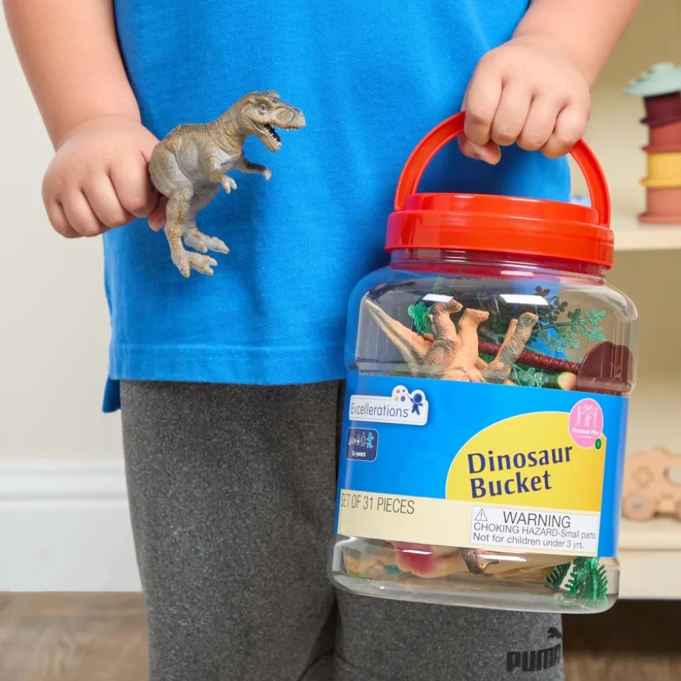 Excellerations® Dinosaur Bucket - Set of 31 Pieces