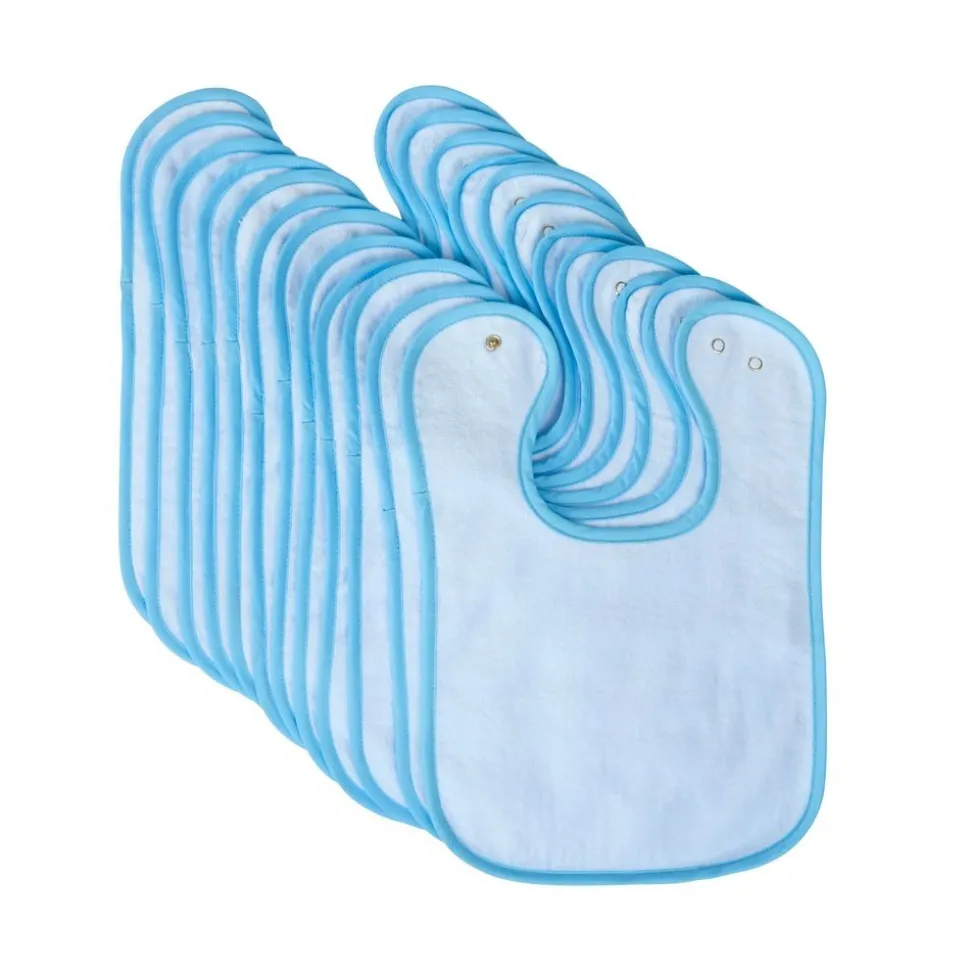 Excellerations® Dozen Blue Bibs with Snaps