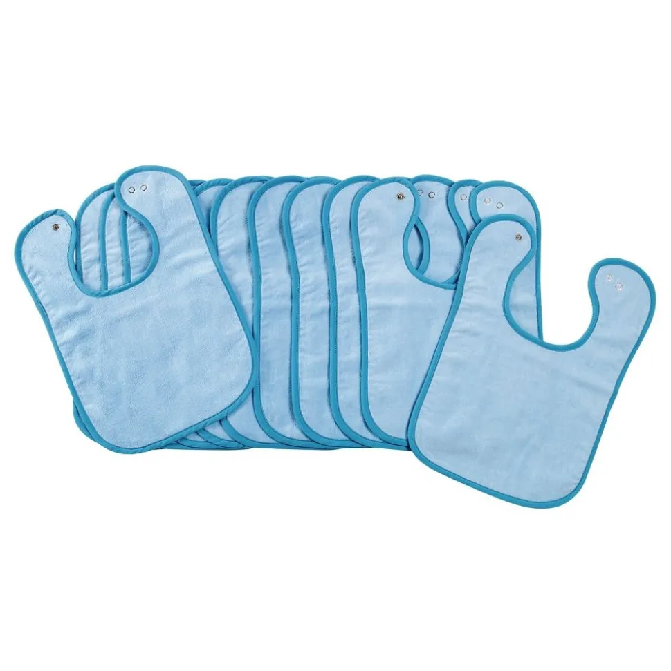 Excellerations® Dozen Blue Bibs with Snaps