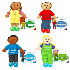 Excellerations® Emotions Spanish Books and Dolls Kit 2 - 4 books 4 dolls