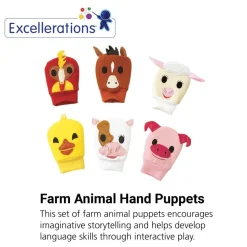 Excellerations® Happy Hands Farm Puppets - Set of 6