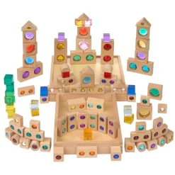 Excellerations® Macaron & Wood Gem Blocks - 85pcs with 2 Trays