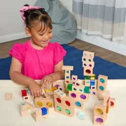 Excellerations® Macaron & Wood Gem Blocks - 85pcs with 2 Trays